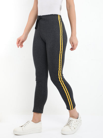 Women's Cotton Charcoal Melange Color Track Pant