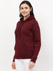 Women's Cotton Plain Maroon Color Sweatshirt Hoodies