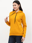 Women's Cotton Plain Mustard Yellow Color Sweatshirt Hoodies