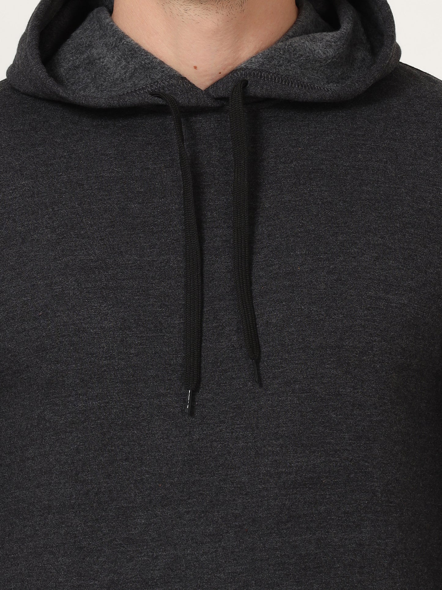 Men's Cotton Hooded Neck Plain Charcoal Melange Color Sweatshirt/Hoodies