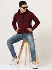 Men's Cotton Hooded Neck Plain Maroon Color Sweatshirt/Hoodies