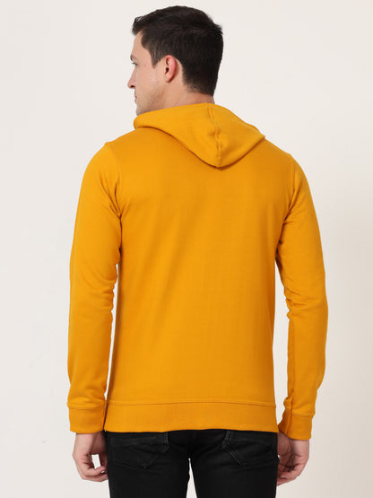 Men's Cotton Hooded Neck Plain Mustard Yellow Color Sweatshirt/Hoodies