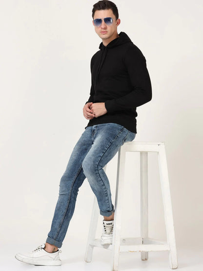 Fleximaa Men's Cotton Hooded Neck Plain Sweatshirt/Hoodies