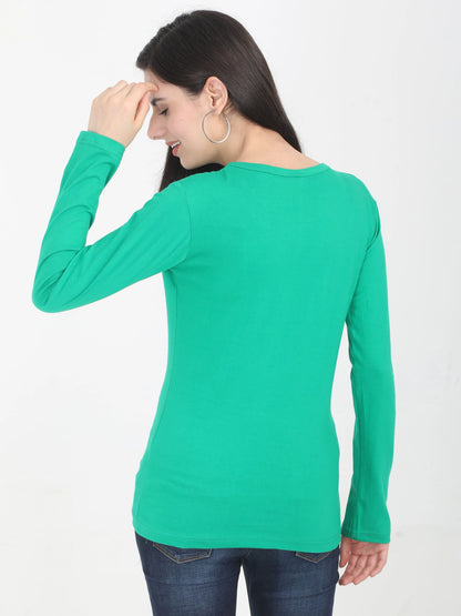 Fleximaa Women's Cotton Plain Round Neck Full Sleeve T-Shirt (Pack of 4) - Fleximaa